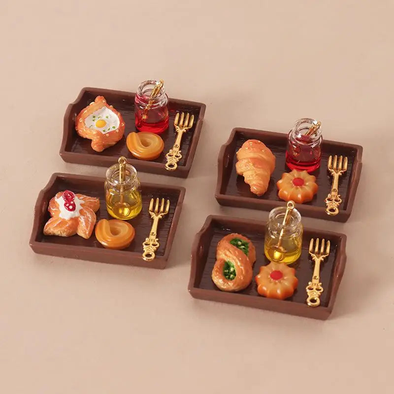 Miniature Fast Food Set 1:12 Scale Dollhouse Resin Props Dollhouse Accessory Set PLUSH