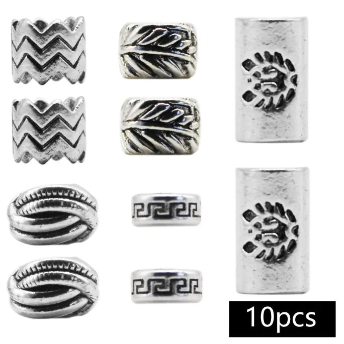 10pcs Metal Tube Hair Braid Dreadlock Beard Beads – DIY Set Hair Styling Beads PLUSH Default Title