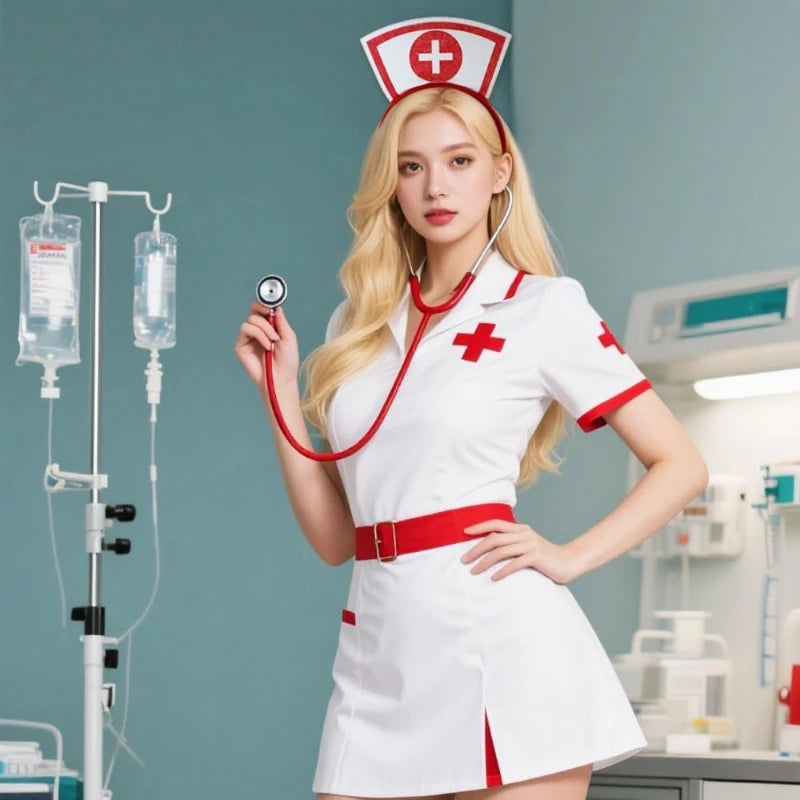 Halloween Nurse Hat Headband – Red & White Costume Accessory Costume Headband PLUSH