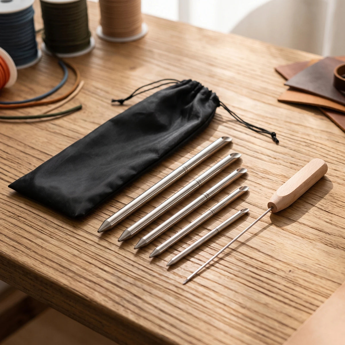 Paracord Bracelet Weaving Tool Set – Wooden Handle & Pouch Bracelet Weaving Tool PLUSH