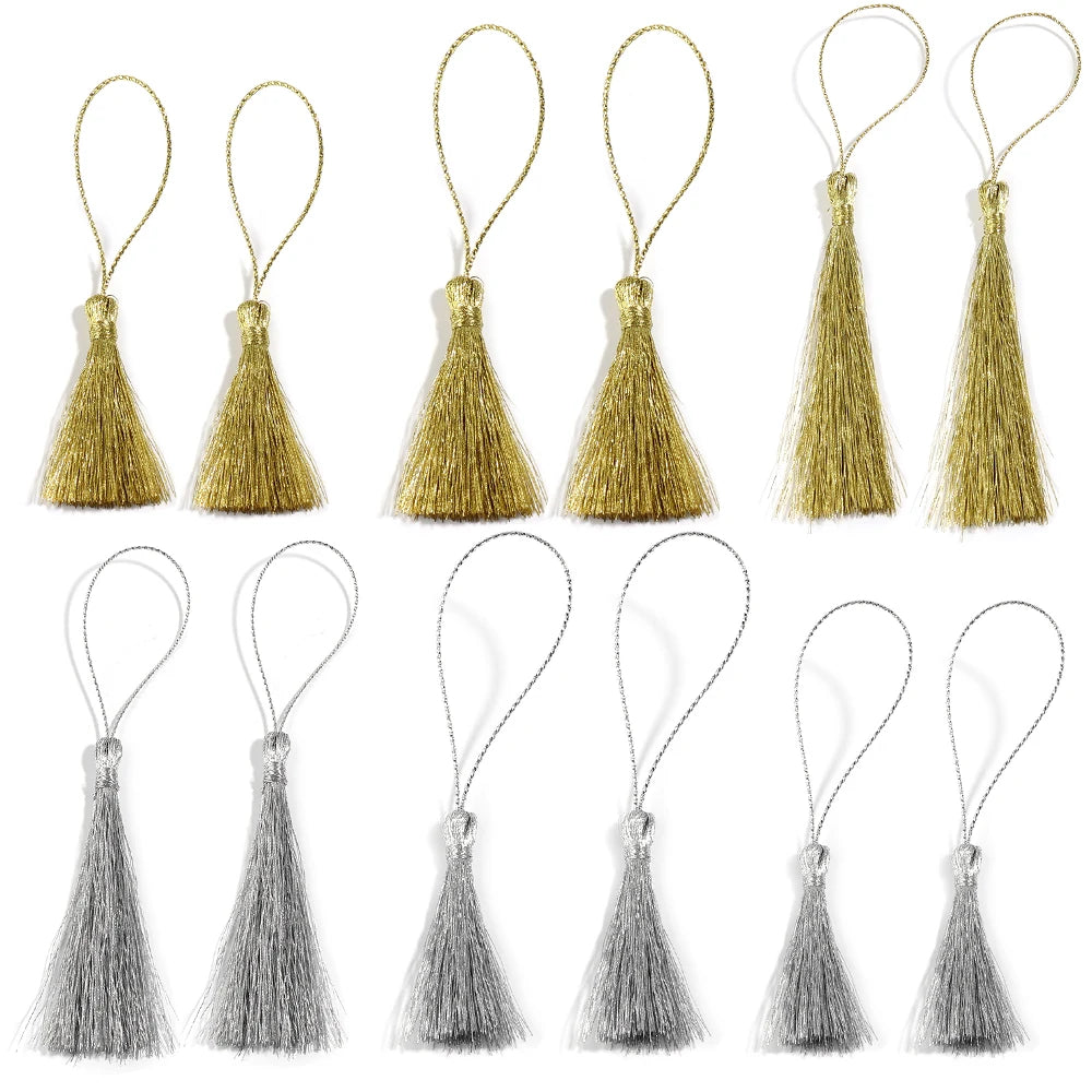 30pcs Silky Rayon Tassels Gold Silver DIY Jewelry Making Jewelry Making Tassels PLUSH