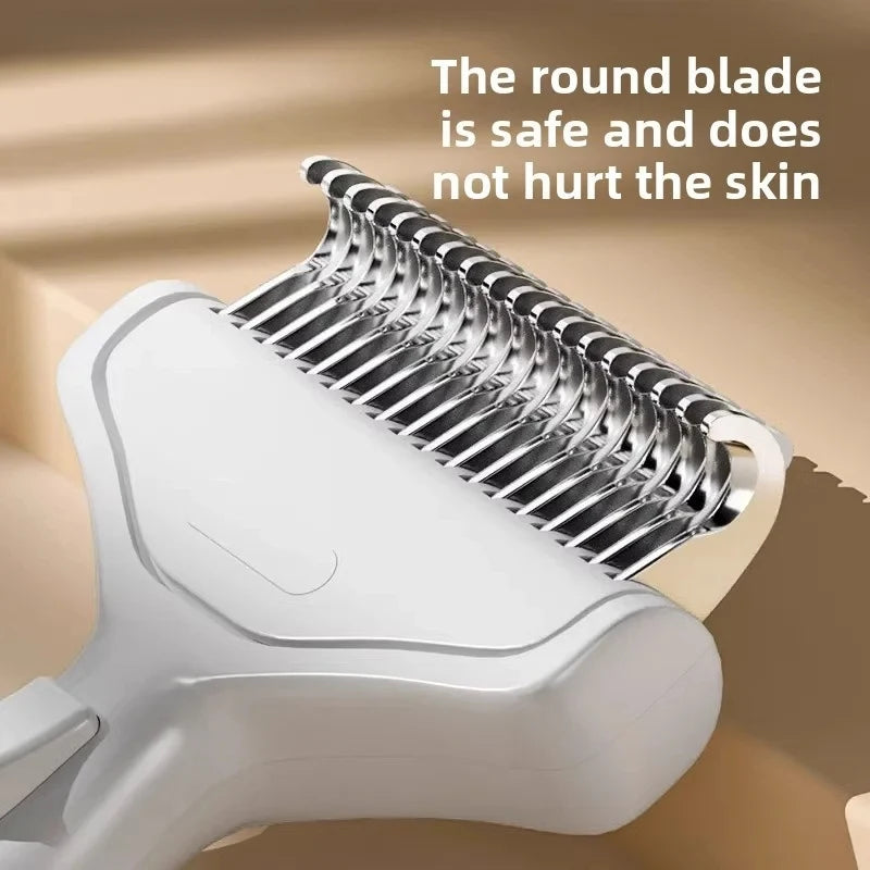 Pet Hair Removal Comb – Curved Steel Detangling Brush Dogs Cats Pet Grooming Comb PLUSH