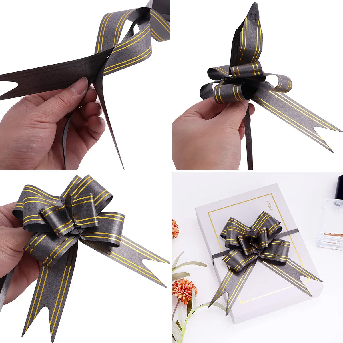 20pcs Pull Flower Bow Ribbons – Colorful Gift Wrap Decoration Gift Wrap Bows PLUSH