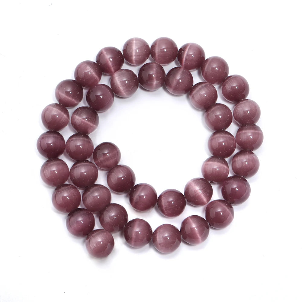 Purple Cat's Eye Stone Beads – Round Spacer Beads for Jewelry Stone Spacer Beads PLUSH 10mm 35pcs