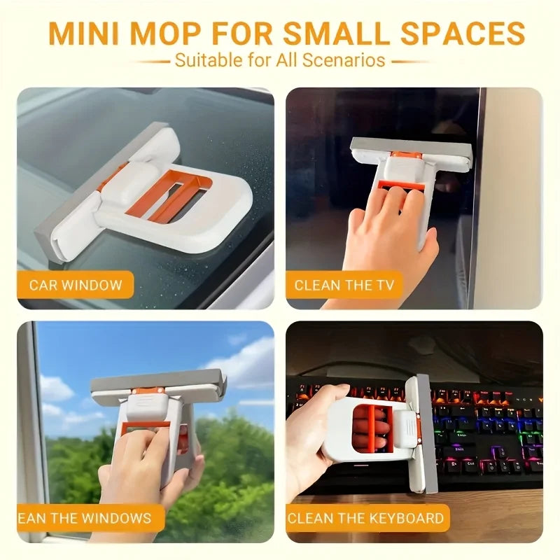 Mini Foldable Handheld Mop – Dry & Wet Desktop Floor Cleaner Handheld Desktop Mop PLUSH