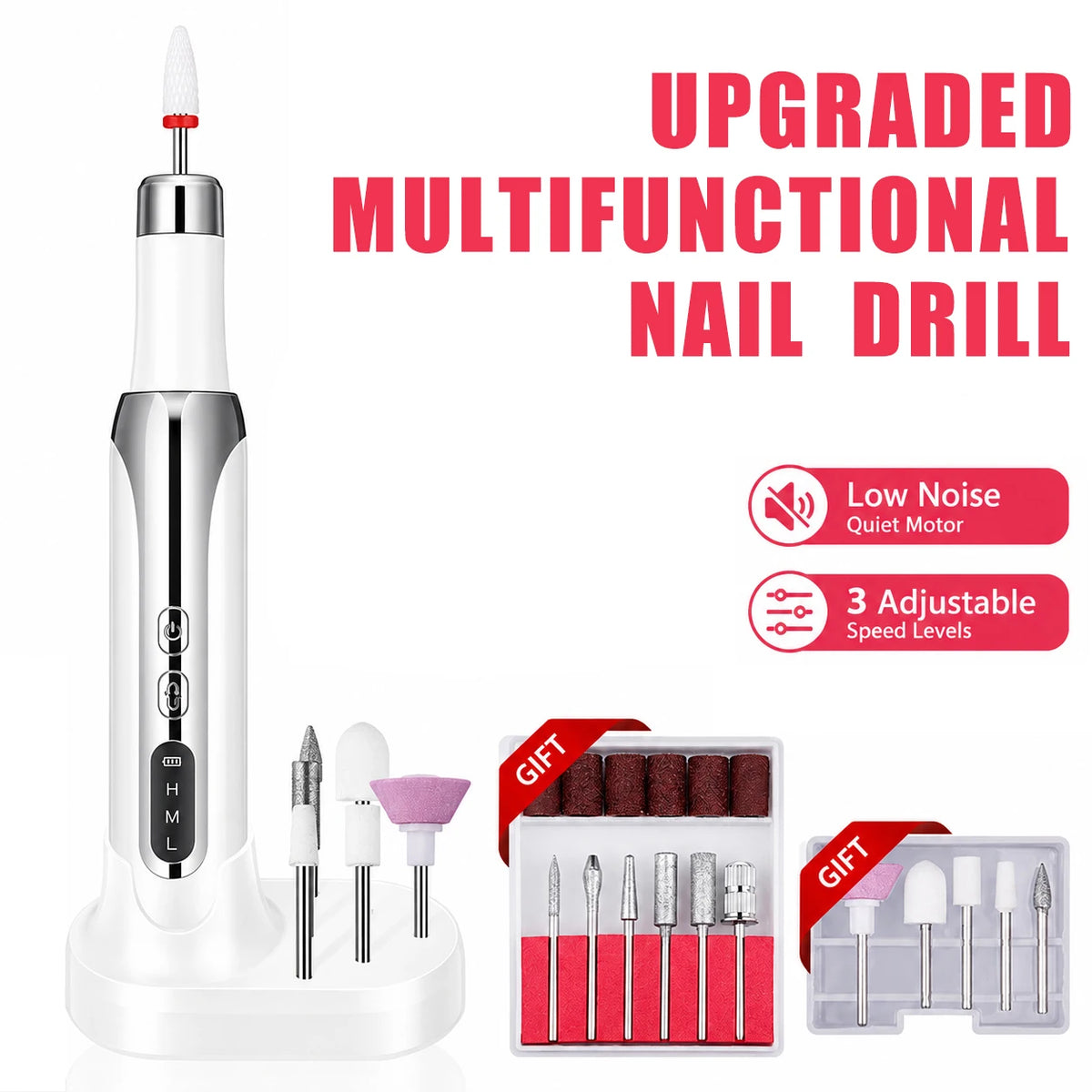 USB Electric Nail Grinder – Manicure & Pedicure Drill Tool Electric Nail Drill PLUSH