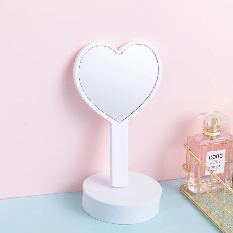 Heart-Shaped Handheld Vanity Mirror – Cute Portable Makeup Mirror Handheld Vanity Mirror PLUSH White