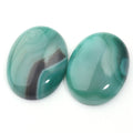 Striped Green Agate Oval Cabochon Flat Back Gemstone Beads DIY Gemstone Cabochon Beads PLUSH 30x40mm 2pcs