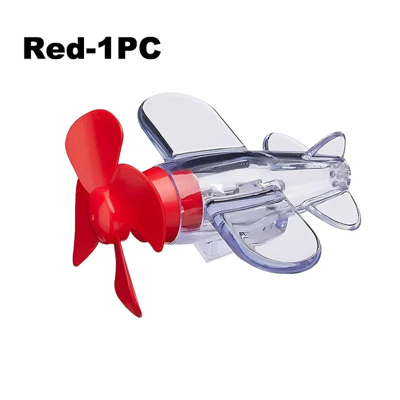 Wind-Powered LED Airplane Bike Handle Decoration & Warning Light Bike Handlebar Light PLUSH Red-1PC