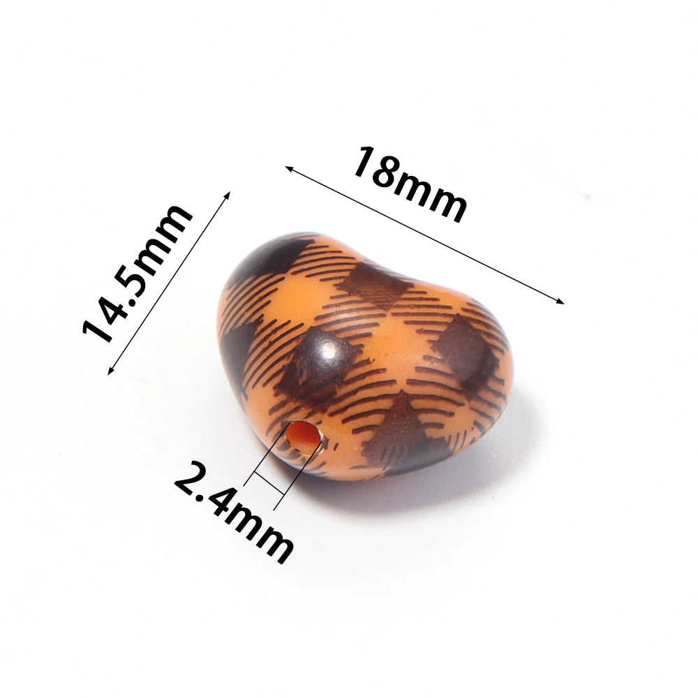 10pcs Plaid Heart Acrylic Spacer Beads – DIY Jewelry Making Acrylic Spacer Beads PLUSH