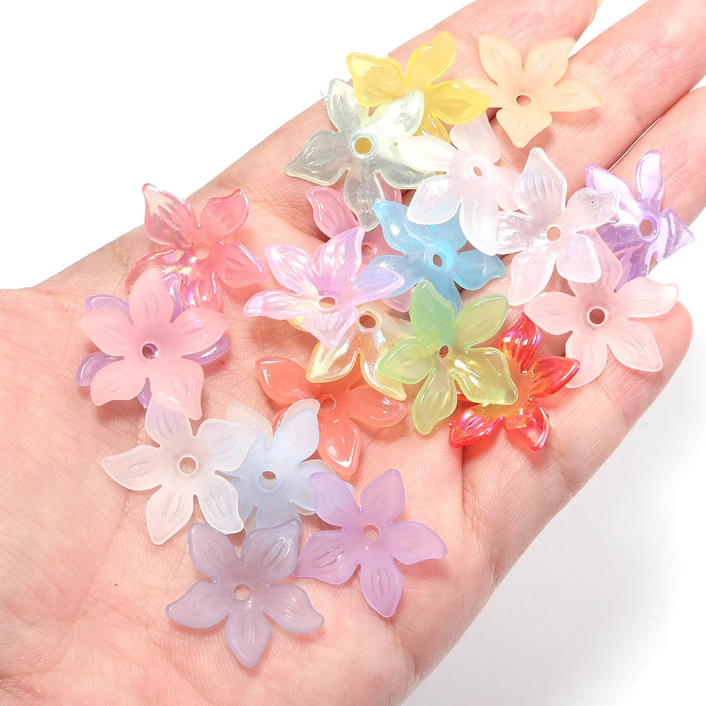 100pcs 20mm Acrylic Flower Bead Caps – DIY Jewelry Making Acrylic Flower Beads PLUSH