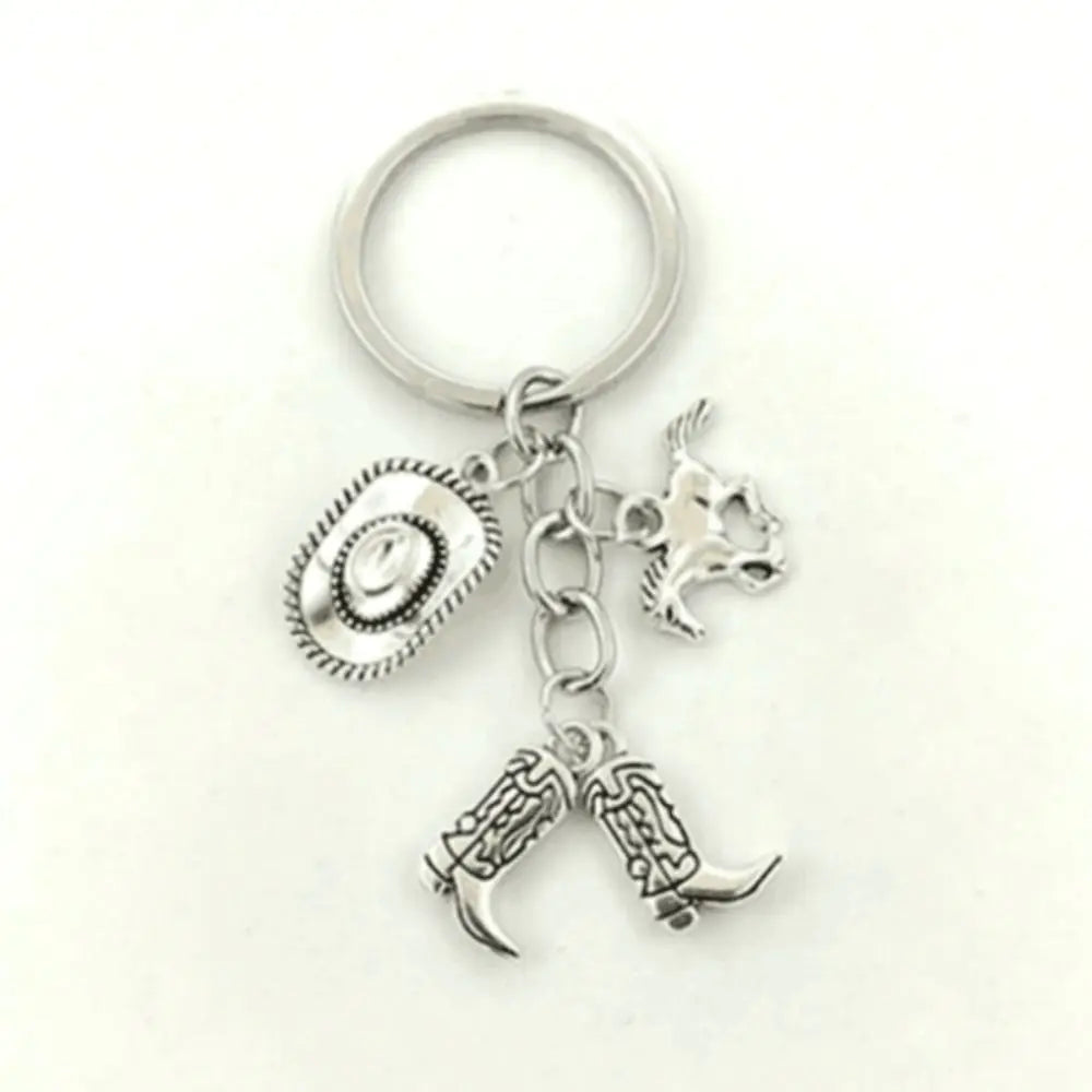 Vintage Running Horse Pendant Keychain – Silver Metal Keyring Metal Keychain PLUSH G