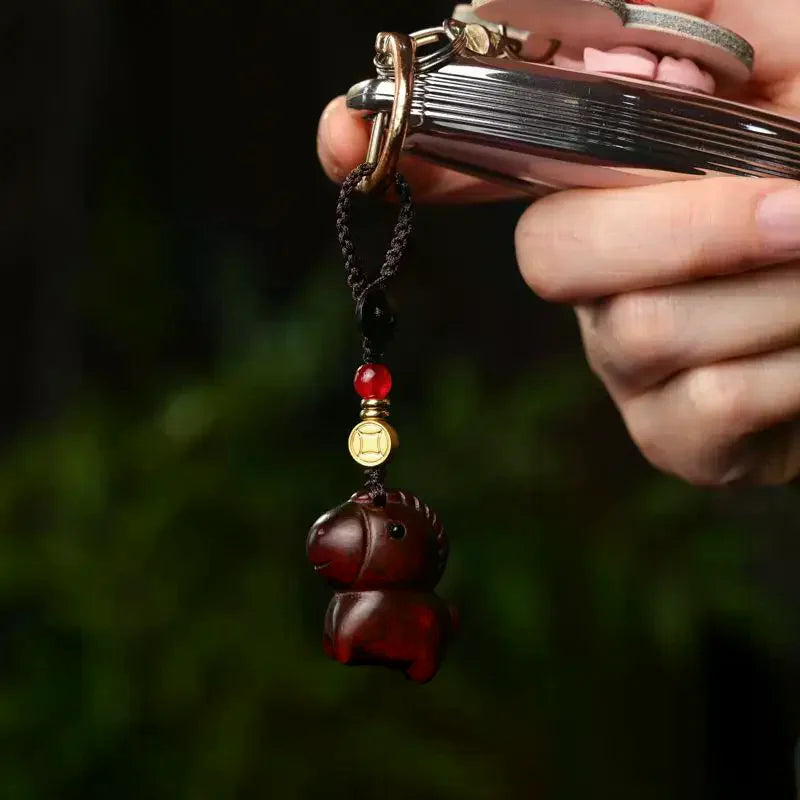 Sandalwood Horse Pendant Keychain – Lunar New Year Gift Pendant Keychain PLUSH