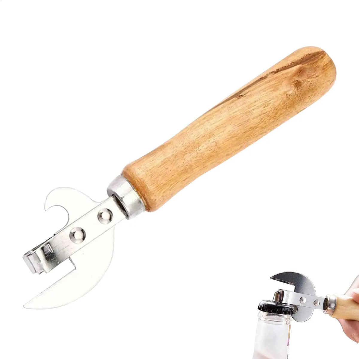 Stainless Steel Manual Can Opener – Wood Handle Kitchen Tool Manual Can Opener PLUSH
