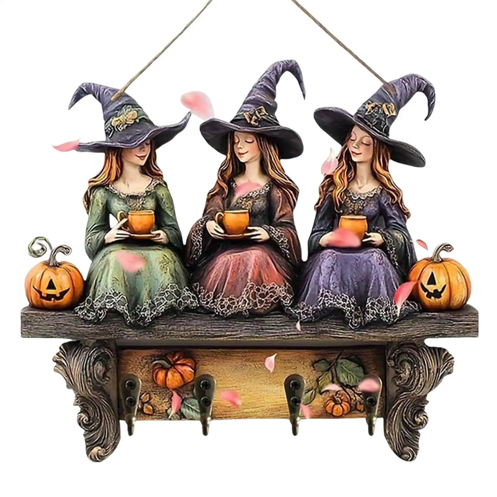 Witch Wall-Mounted Key Holder – Halloween Wood Hook Décor Wall Key Holder PLUSH