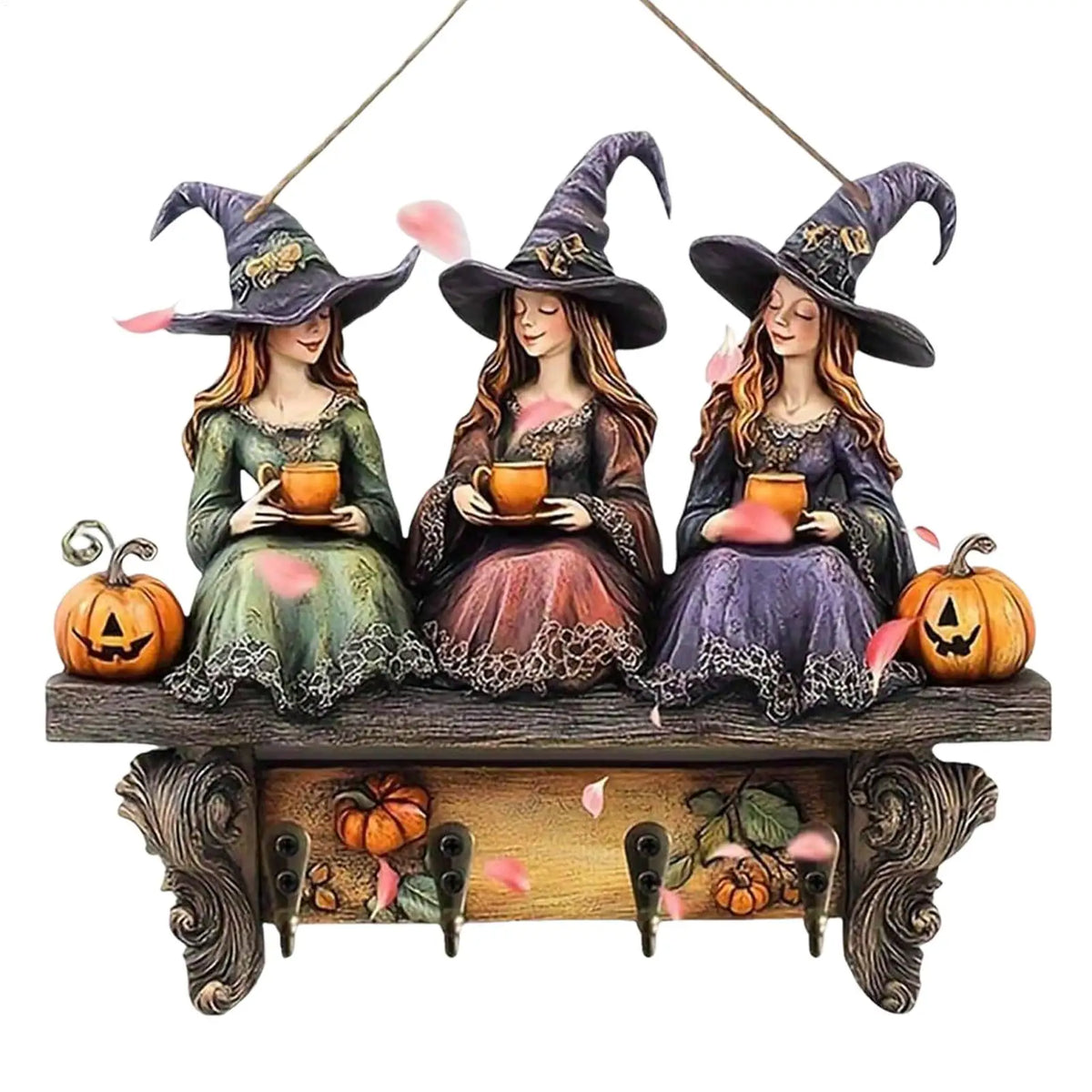Witch Wall-Mounted Key Holder – Halloween Wood Hook Décor Wall Key Holder PLUSH