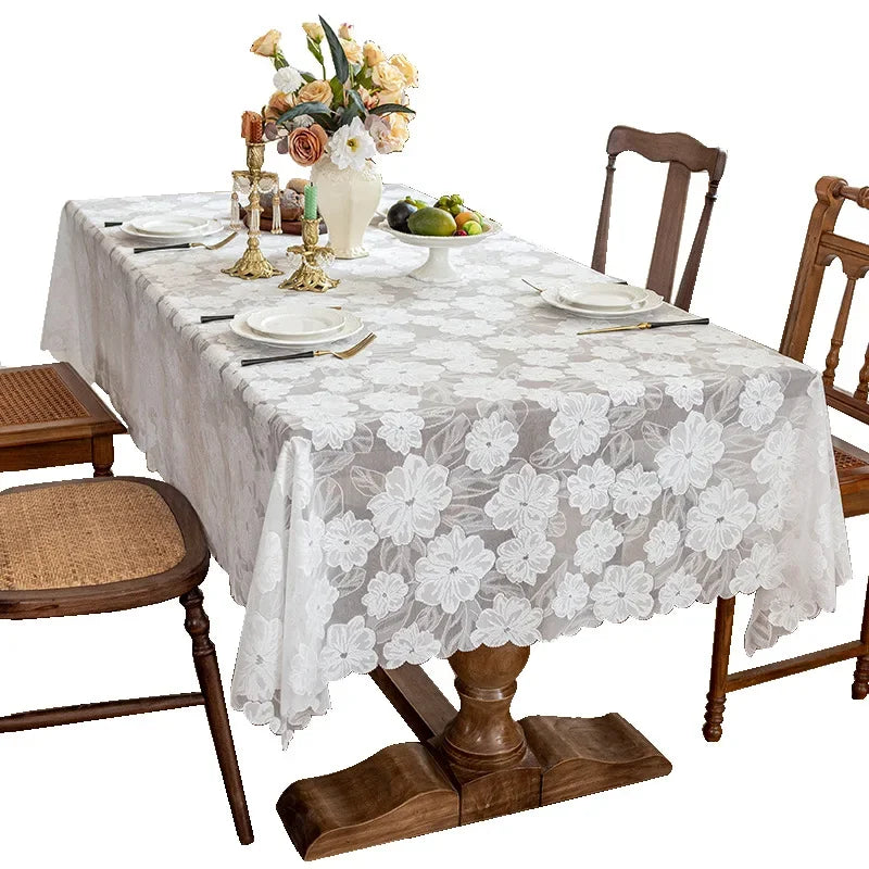 Jacquard Lace Tablecloth Rustic Floral Table Cover Jacquard Tablecloth PLUSH