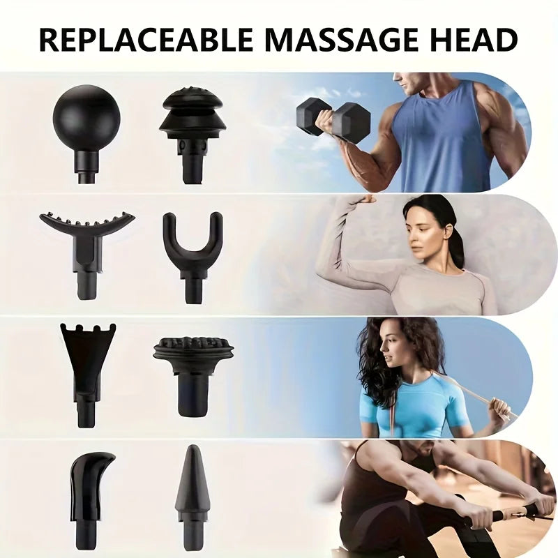 Portable Massage Gun with 8 Heads – Full Body Massager Handheld Massage Gun PLUSH