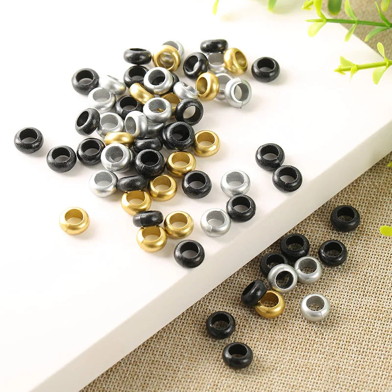 50pcs African Hair Rings Cuffs Dreadlock Bead Charms Gold Black Hair Cuff Beads PLUSH