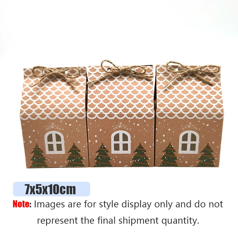 Christmas House Gift & Candy Boxes – Holiday Party Favor Set Holiday Gift Boxes PLUSH 150PCS Brown