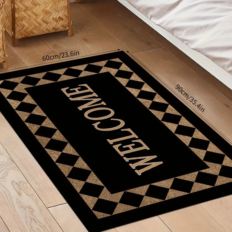 Non-Slip Welcome Doormat | Machine Washable Polyester Rug Entryway Doormat PLUSH