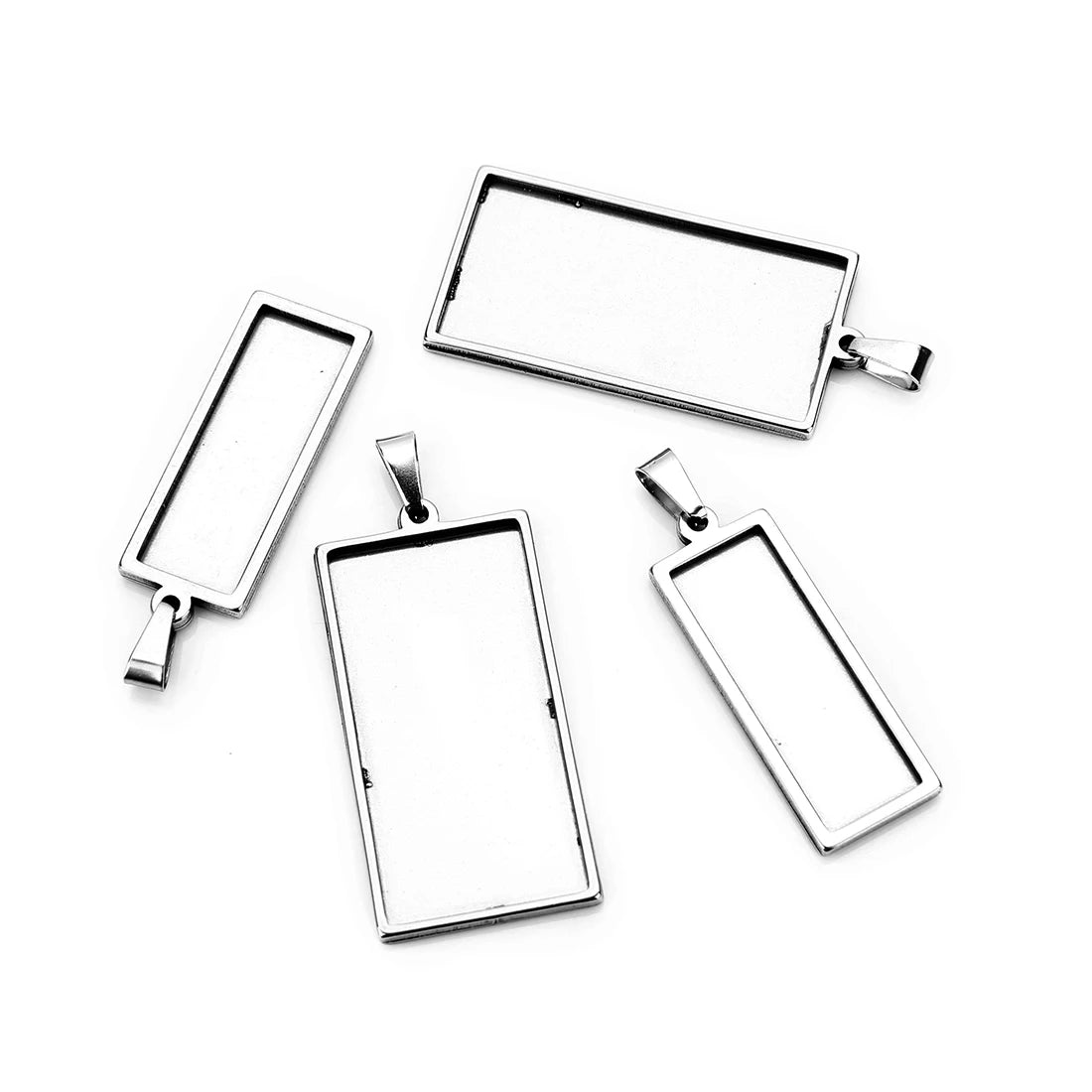 2pcs Stainless Steel Rectangle Pendant Tray – DIY Jewelry Pendant Tray Setting PLUSH