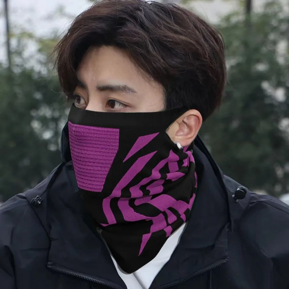 Windproof Thermal Balaclava Cycling Mask & Neck Warmer Balaclava Cycling Mask PLUSH Purple-hanging ear-