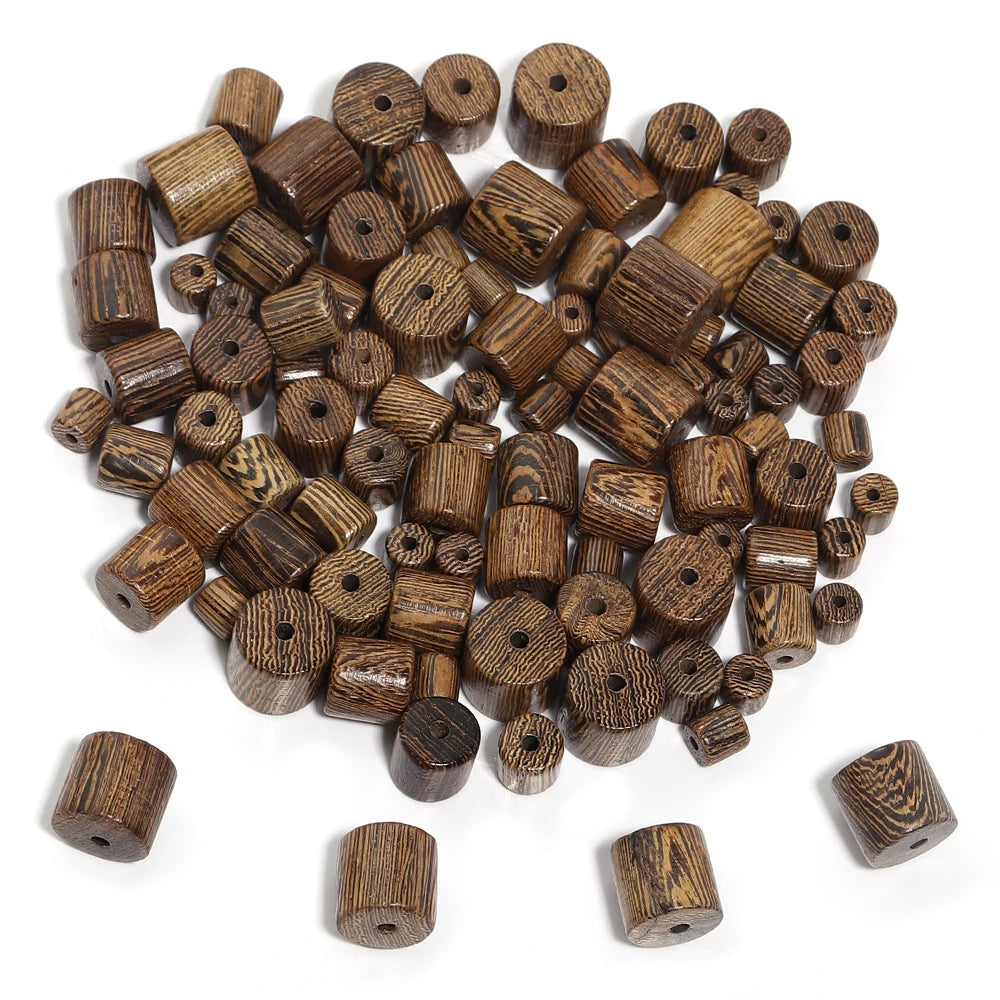 Natural Wenge Wood Cylindrical Spacer Beads 20-50pcs | DIY Jewelry Wood Spacer Beads PLUSH Brown 8mm 50pcs