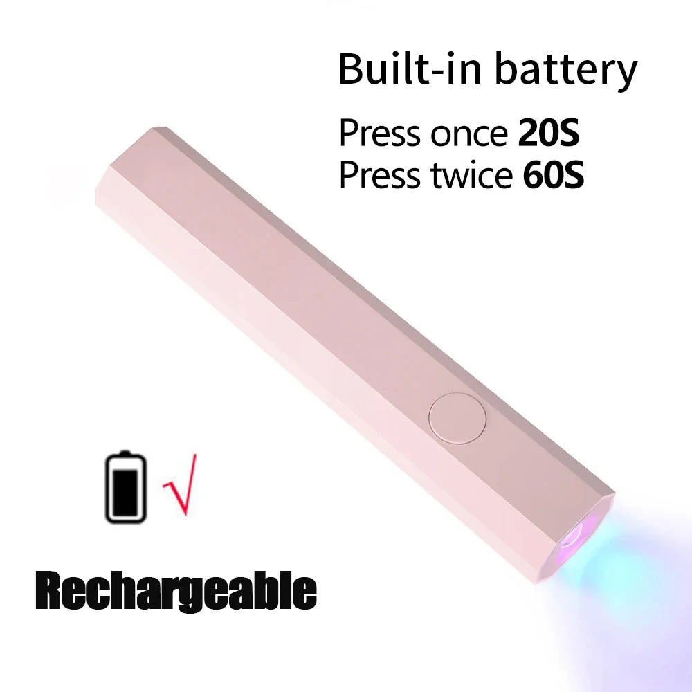 Portable UV LED Nail Lamp – USB Rechargeable Gel Dryer UV LED Nail Lamp PLUSH Pink-Rechargeable