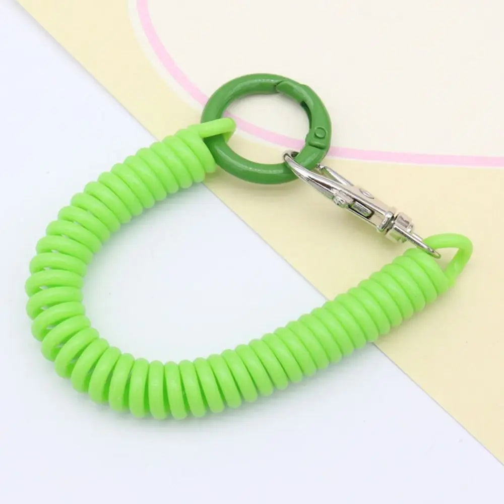 Spiral Spring Coil Key Chain – Metal Lobster Clasp Spring Coil Key Chain PLUSH green