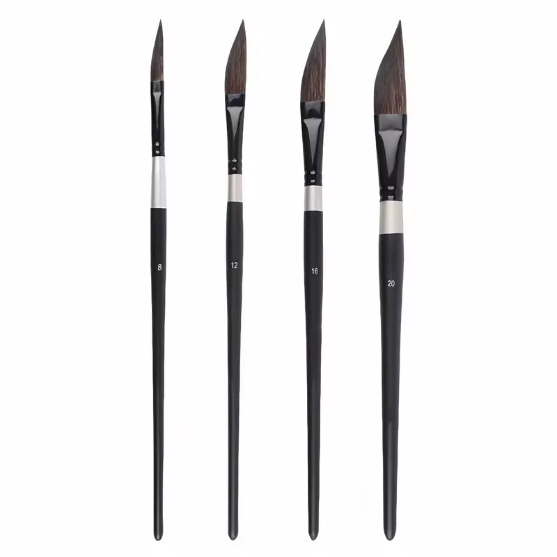4-Piece Pointed Sable Hair Watercolor Paint Brush Set Artist Paint Brushes PLUSH Default Title