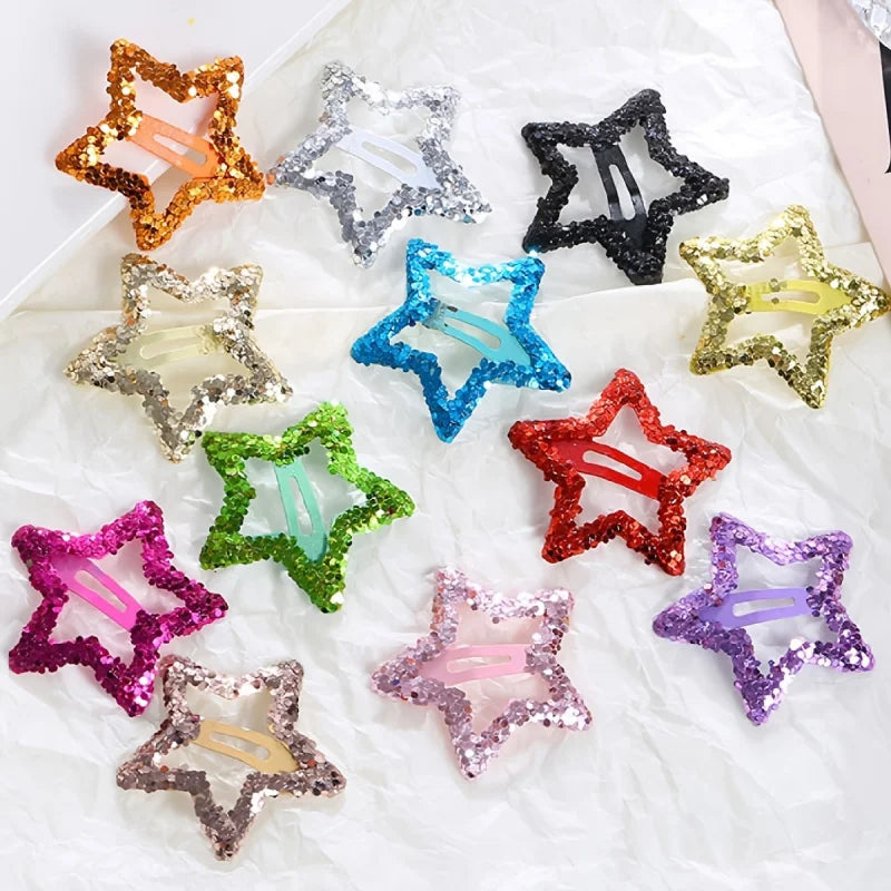 20pcs Star Hair Clips – Colorful Sequin Snap Barrettes for Girls Hair Clips Barrettes PLUSH