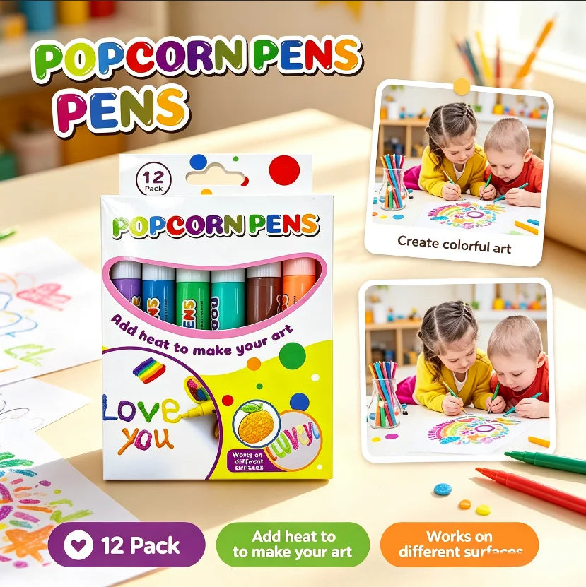 Puffy 3D Drawing Pens for Kids – DIY Popcorn Art Craft Set Kids Craft Drawing Pen PLUSH