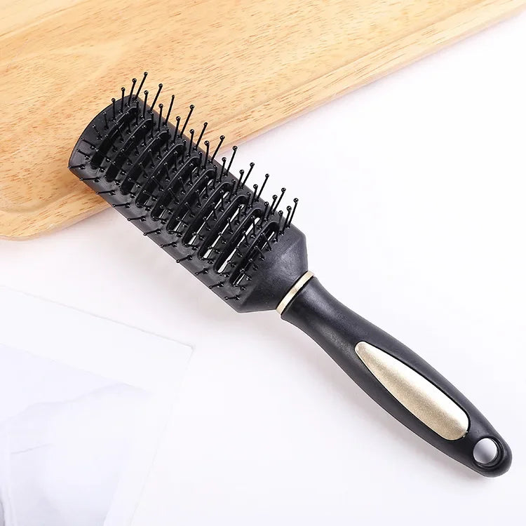 Anti-Static Air Cushion Massage Hair Brush & Scalp Comb Hair Brush & Comb PLUSH Black ribs