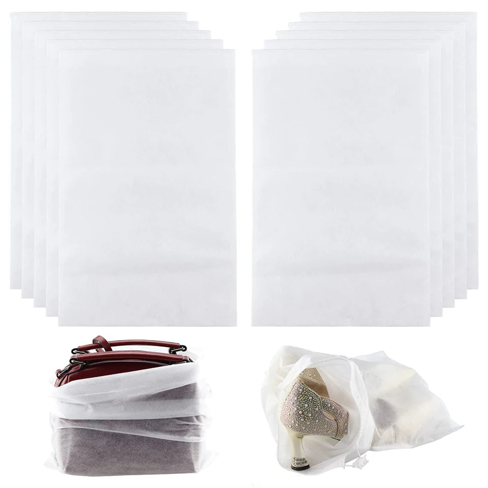 Non-Woven Drawstring Shoe Bags – Dustproof Storage Pouches Shoe Storage Bags PLUSH