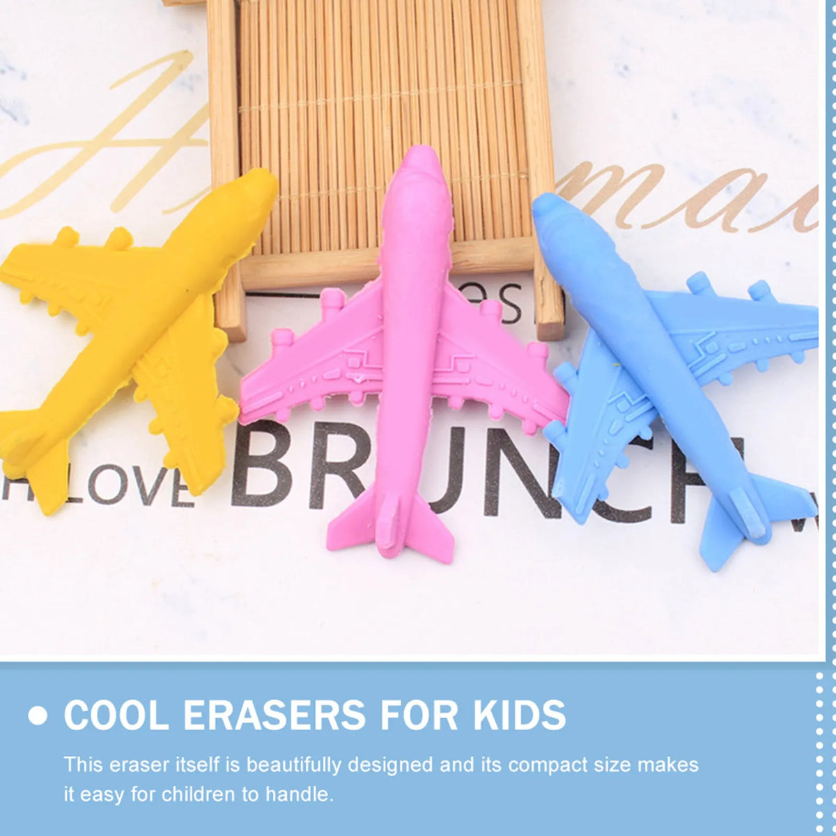 12pcs Airplane Shaped Erasers – Fun Kids School Supplies Novelty Erasers PLUSH
