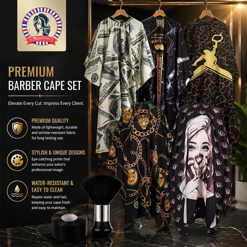 Professional Haircutting Kit – Cape, Apron & Neck Duster Brush Barber Haircutting Kit PLUSH