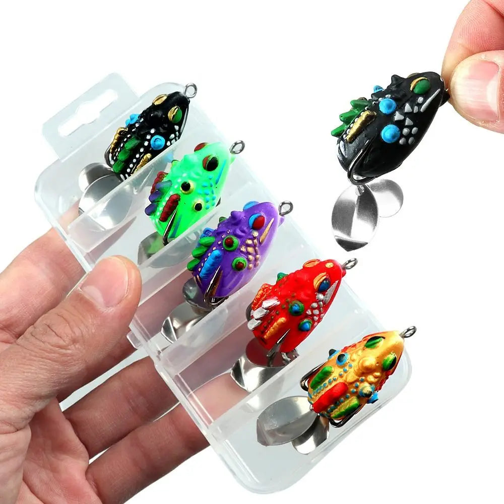 Mini Frog Soft Bait Set – 5 Bionic Fishing Lures 3.5cm Soft Fishing Lures PLUSH