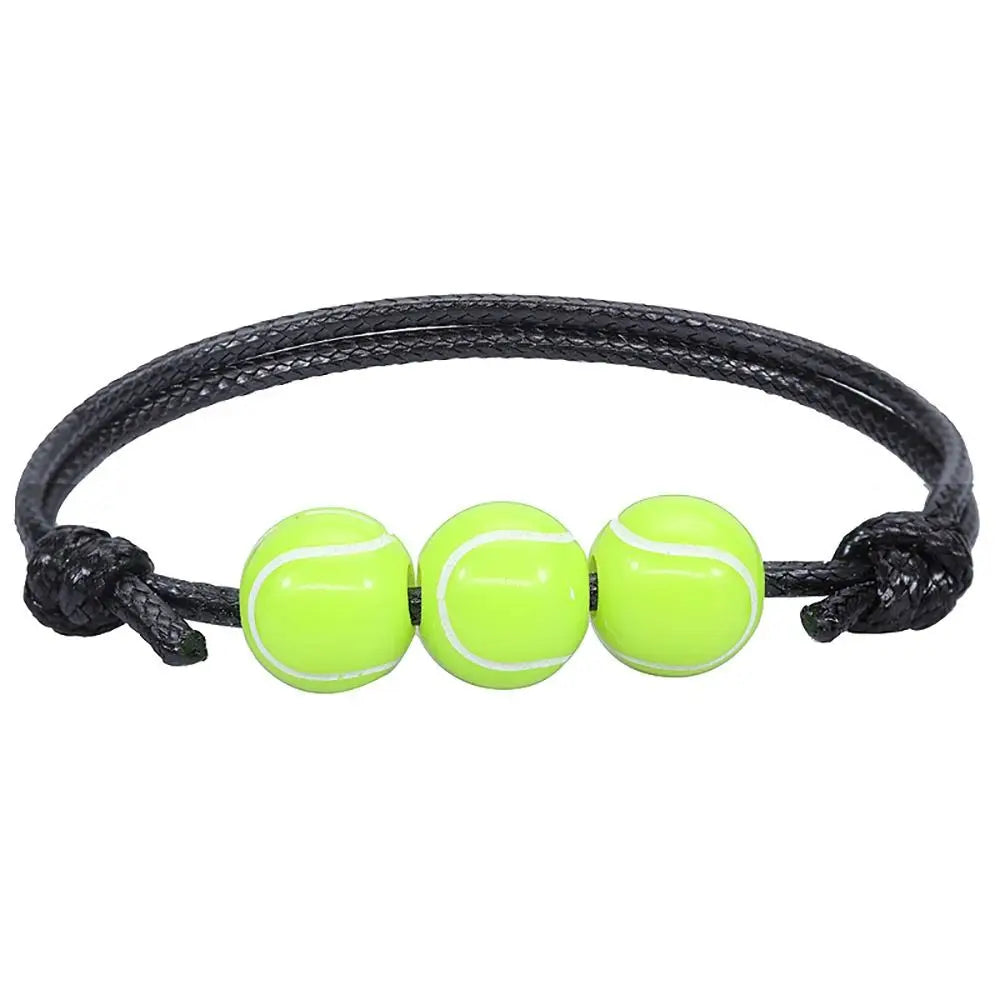 Handmade Sports Ball Wax Line Woven Charm Bracelet – Unisex Charm Bracelet PLUSH Tennis