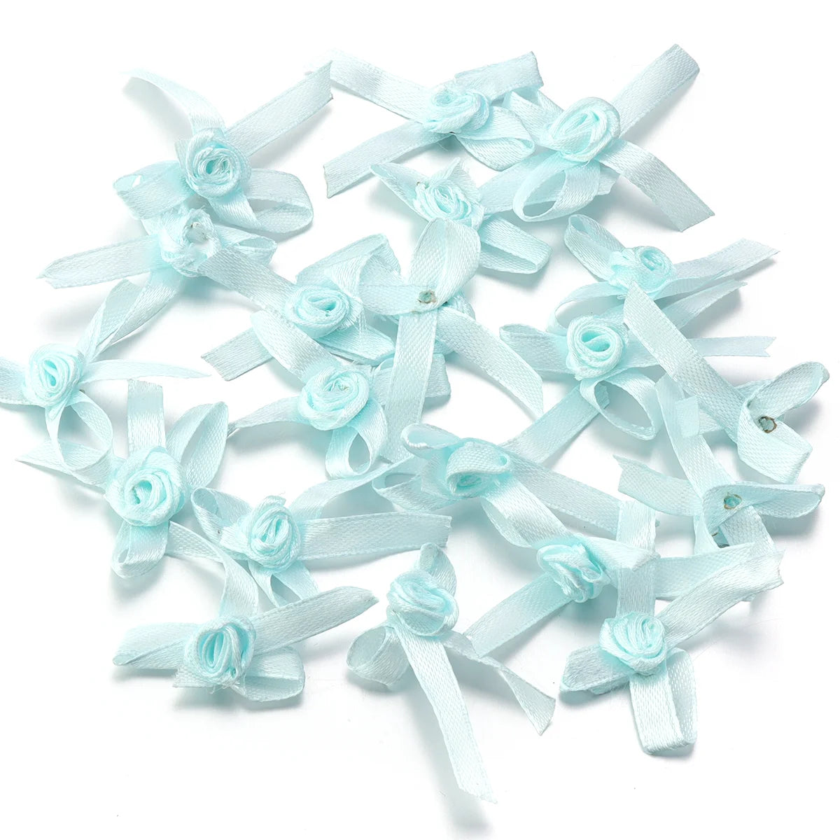 50pcs Satin Ribbon Bows 3.5x4.5cm – Colorful DIY Craft Bowknots Satin Ribbon Bows PLUSH Light Blue 3.5x4.5cm