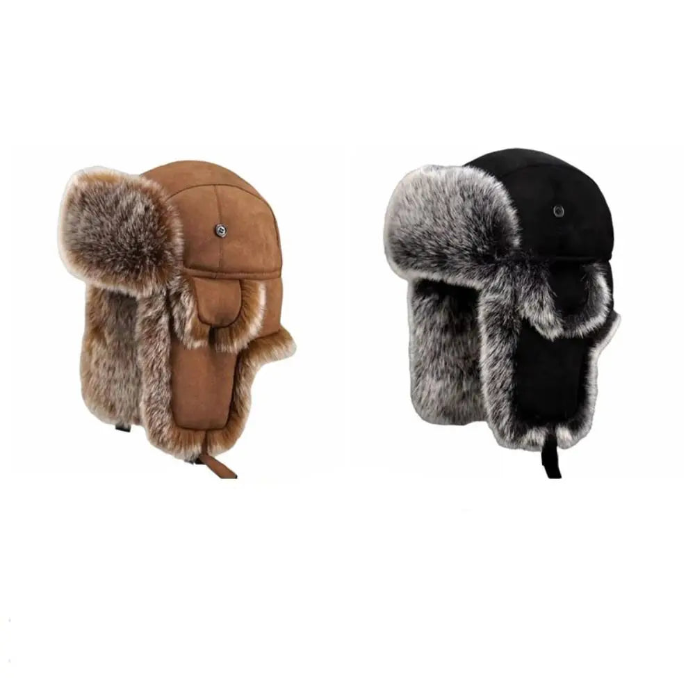 Vintage Suede Lei Feng Hat – Fleece Lined Ear Flap Winter Hat Winter Trapper Hat PLUSH