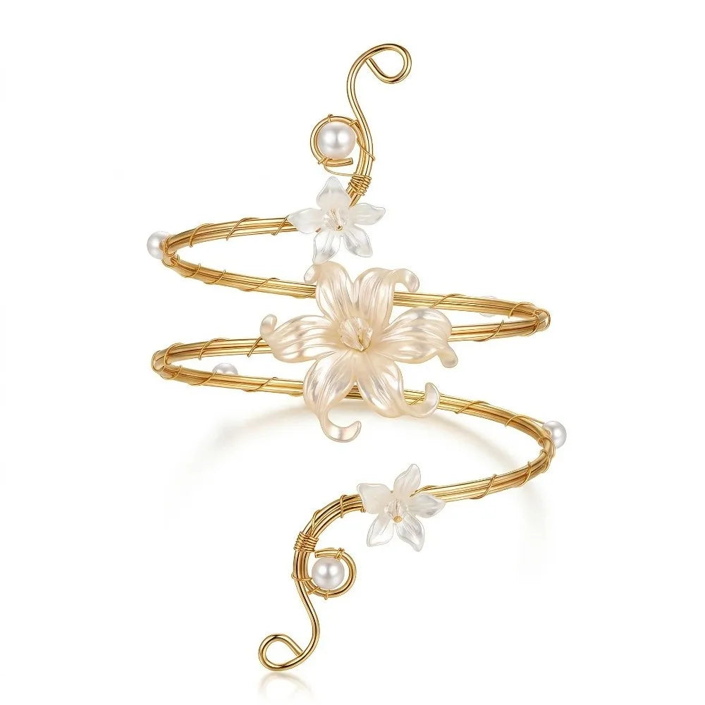 Bohemian Flower Arm Cuff Bangle – Gold & Silver Alloy Arm Cuff Bangle PLUSH 1
