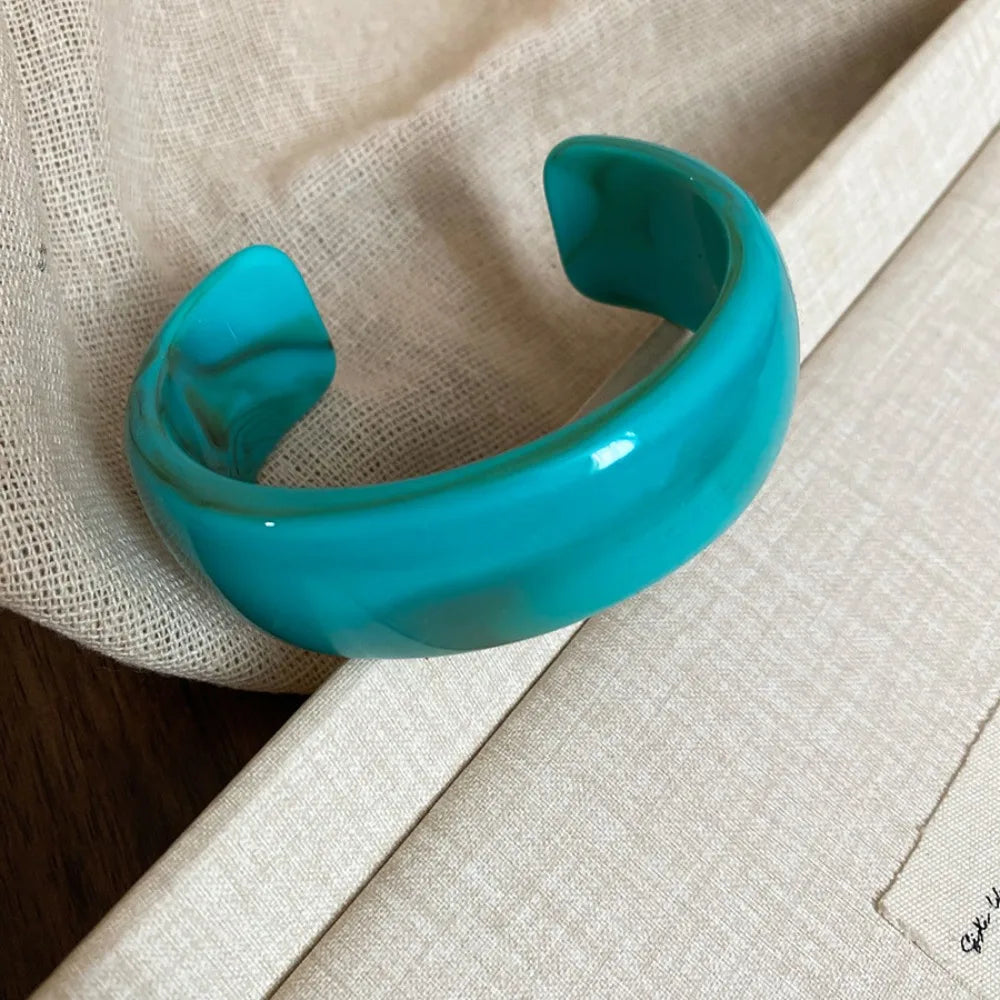 Irregular Acrylic C-Shape Cuff Bangle | Wide Open Wrist Jewelry Acrylic Cuff Bangle PLUSH Style 10