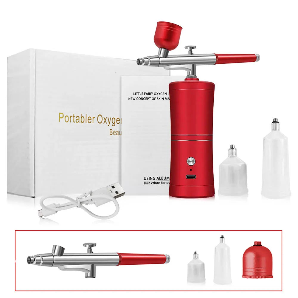 Portable Airbrush Kit with Compressor – Nail Art & Crafts Airbrush Compressor Kit PLUSH Red Kit