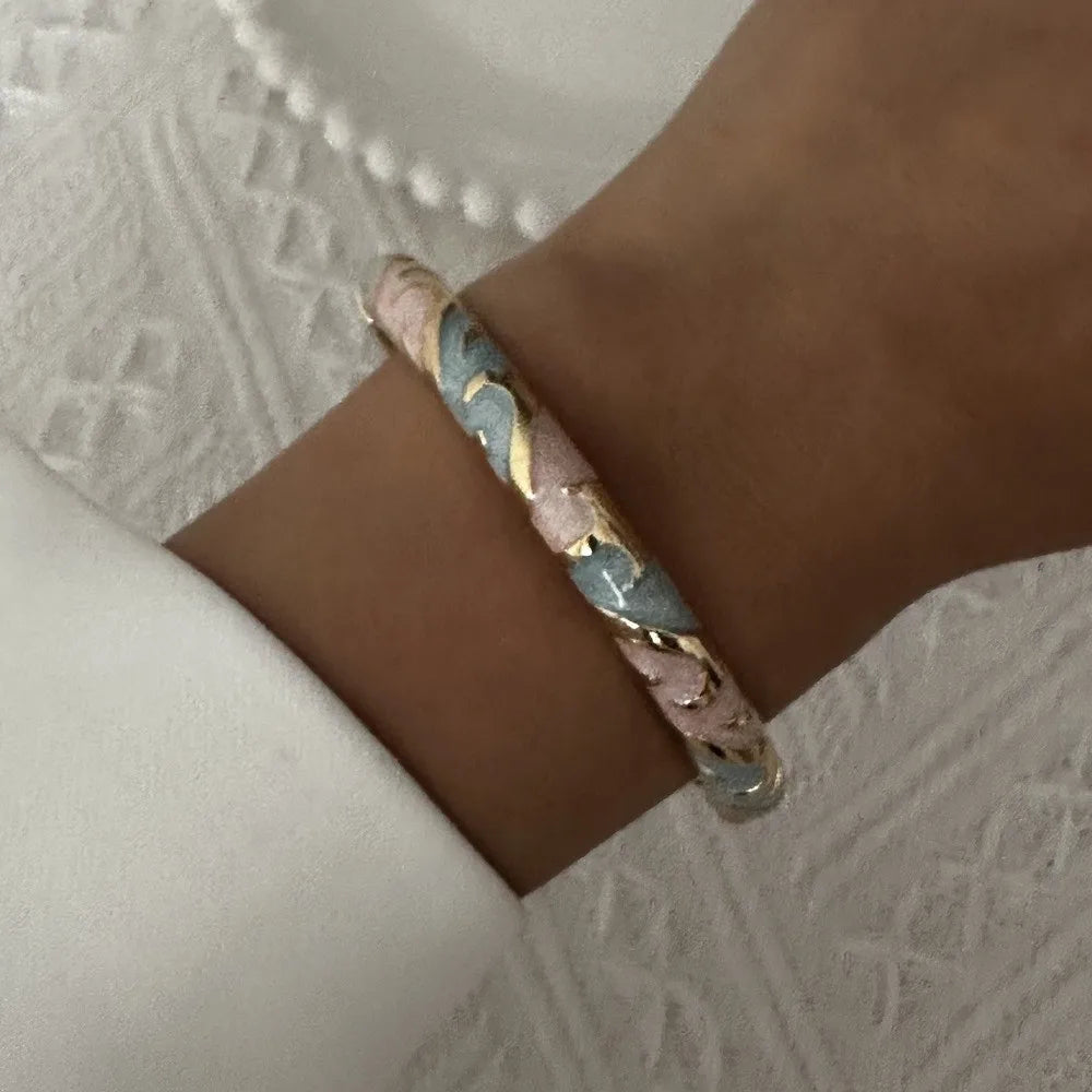 Vintage Cloisonne Enamel Open Cuff Bangle Bracelet for Women Enamel Cuff Bangle PLUSH