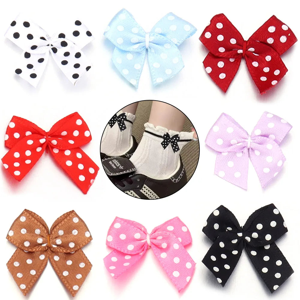 30pcs Mini Polka Dot Ribbon Bows 2.5cm – DIY Craft Decor Ribbon Bows PLUSH