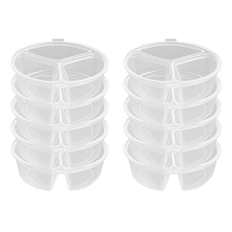 3-Compartment Snack Box with Lid | Clear Portable Food Container Food Storage Container PLUSH 10PCS