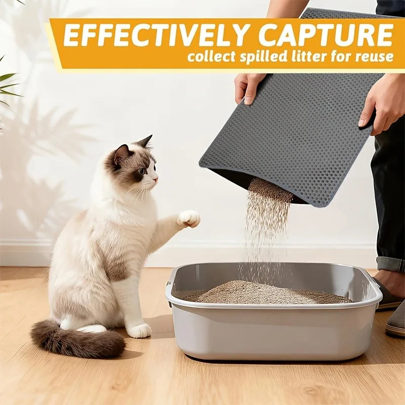 Extra Large Cat Litter Mat – 2-Layer Waterproof Non-Slip Cat Litter Mat PLUSH