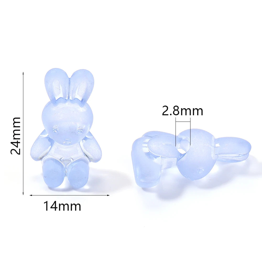 30pcs Acrylic Cartoon Rabbit Beads 24x14mm – DIY Jewelry Acrylic Spacer Beads PLUSH