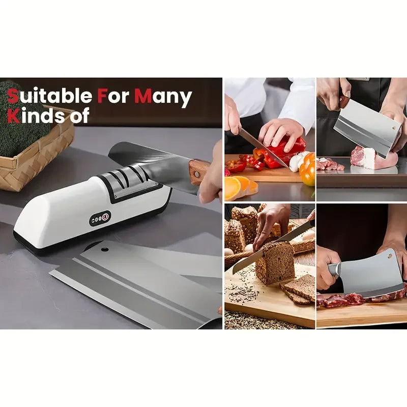 Electric Knife Sharpener – Automatic Non-Slip Kitchen Tool Electric Knife Sharpener PLUSH